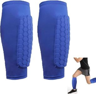 2Pack Soccer Shin Guards Shin Pads,IGUGIG Calf Compression Sleeve with Honeycomb Pads, Support for Shin Splint Baseball Boxing Kickboxing- 1 Pair (Blue, Small)