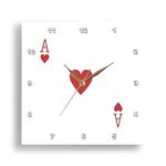 3dRose dpp_76551_1 Ace of Hearts Playing Card-Red Heart Suit-Gifts for Cards Game Players of Poker Bridge Games-Wall Clock, 10 by 10-Inch