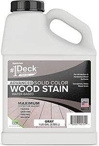 #1 Deck Premium Advanced Solid Color Outdoor Wood Stain and Sealer in One – Water Based Sealant for Wood Decks, Fences, & Siding - 1 Gal - Made in USA - Gray