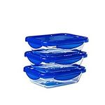 Pyrex® Cook & Go Set of 3 Rectangular Glass Storage Boxes with Airtight and Waterproof Lids – 20 x 15 cm – 0.8L – BPA Free