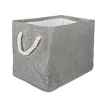 DII Decorative Metallic Lurex Storage Basket, Collapsible & Convenient for Home Organizational Solutions (Medium - 15x10x12"), Gray