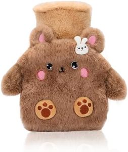 Bear Rubber Hot Water Bottle with Soft Removable Knit Outer Lid, Classic Rubber Hot and Cold Water Bottle with Cute Image Hand Feet Warmer and Shoulder Pain Relief