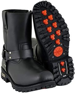 Xelement 1502 Men's Killa Black Leather Zippered Harness Motorcycle Boots - 9