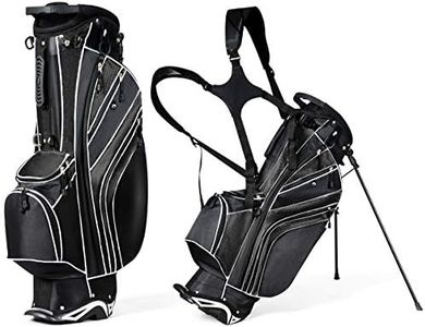 Costway Stand Bag, Golf Club Bag with 6 Way Organizer Divider Top, 7 Zippered Pockets Including Cooler Bag & Waterproof Pockets, Umbrella Holder, Lightweight & Portable Golf Cart Bag (Black)