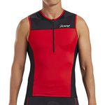 Zoot Men’s Core Tri Tank – Men’s Performance Triathlon Tank Top with 3 Back Pockets, Mesh Panels, and Cam Lock Zipper, Cardinal, Medium