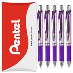 Pentel EnerGel XM BL77 - Retractable Liquid Gel Ink Pen - 0.7mm - 54% Recycled - In Pillow Packaging (Violet Pack of 5)