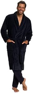 JP 1880 Men's Big & Tall Absorbent Microfiber Bathrobe Dark Navy XXX-Large 701445 76-3XL