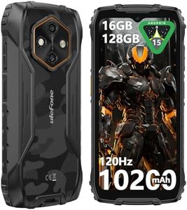Ulefone RugKing 4 Pro Rugged Smartphone, 128GB 2TB Expand, 10200mAh Dock Charging Android 15 48MP Waterproof Camera, 120Hz 6.56" Tough Screen, 4G SIM Free Mobile Phone Unlocked 3-Card Slot NFC Black