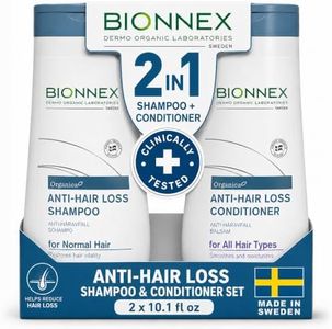 Anti-Hair Loss Shampoo & Conditioner Set for Normal Hair, DHT Blocker for Thinning Hair (2x10.1 fl.oz.) BioTrust Technology, Hair Growth Shampoo, Dermatologically and Clinically Tested, Made in Sweden