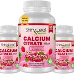 Shiny Leaf Bariatric Calcium Citrate 600mg - Supplement for Bariatric Surgery Patients, 180 Ct Chewable Tablets with Magnesium, Vitamin D3, Natural Strawberry Flavor, Vegetarian (3 Months)