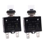 mxuteuk 2Pcs 10Amp Circuit Breakers Push Button Manual Reset 125/250V AC 50V DC, L1 Series Overload Protector Switch Thermal Circuit Breakers with Waterproof Button Caps L1-cj-10A