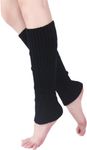 YUANQIAN Women Winter Extra Soft Long Legwarmer Warmer Knitted Stirrup Leg Warmers for Yoga Ballet Dance (White -1pair), Black, Length 43 cm