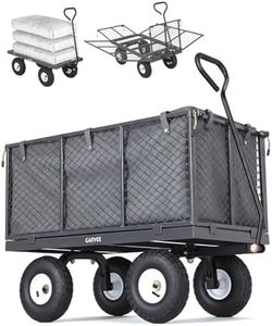 Garvee Versatile Outdoor Utility Cart-800LBS Heavy-Duty, 10" All-Terrain Pneumatic Tires, Easy Maneuverable Lawn Cart with Removable Mesh Panels for Gardening&Landscaping, Grey, with Waterproof Liner