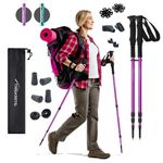 Trekrite Premium Walking Poles Set for Women, Anti Shock Adjustable Hiking Sticks for Ladies, Reliable & Strong Aluminum Trekking Poles with Accessories from a UK Based Company - Purple