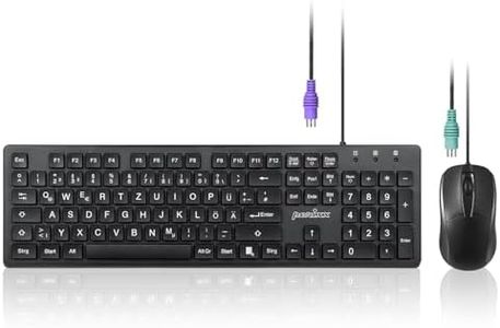 Perixx PERIDUO-117P - Juego de ratón para Teclado PS2 estándar con Cable, diseño alemán QWERTZ, Juego de ratón óptico PS2 de 3 Botones, Cable de 1,8 m, Color Negro