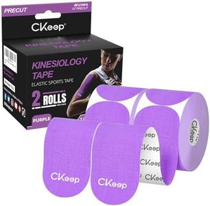 CKeep Kinesiology Tape, 2 Rolls Cotton Latex Free Hypoallergenic Elastic Precut Strips, 2 Inch Wide Waterproof Athletic Tape for Knees Pain Injuries Sprains, Purple