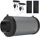 HYDROWE 4 Inch Air Carbon Filter for Grow Tent,Smellines Control with Australia Virgin Charcoal for inline duct fan，Hydroponic Growth,Pre-Filter Included