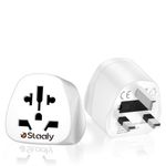 Staaly (2 Pack) UK/AUS/US to UK Plug Adapter & Socket Covers, 2/3 pin to 3 pin, Universal Travel Adapters, Reliable Fit to Type A,B,I,J,L for Appliances under 250 V|10A Fuse - Type G Adapter