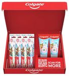 Colgate Kids Toothpaste Set 0-2 Years with 2X Colgate First Smiles Toothpaste & 4X Colgate Kids Toothbrushes 0-2 Years | Protects Milk Teeth | Dentist Recommended Level of Fluoride