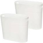 AYSUM 2Pack 12L Slim Waste Basket Plastic Trash Can Small Plastic Bin Slim Garbage Container Bin with Handle for Home Kitchen Bathroom Bedroom Office, White