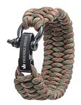 The Friendly Swede Trilobite Extra Thick Paracord Bracelet with Stainless Steel Black Bow Shackle, Survival Bracelets, Paracord Bracelets for Men - Adjustable Size, M (7-8" Wrists), Stainless Steel