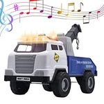 Mighty Wheels Steel Tow Truck Toy 20" - Large Free-wheeling Toy Truck with Lights and Sounds and Movable Boom with Hook - Durable Steel and Plastic Vehicle Toys for 3+ Year Old Boys and Girls