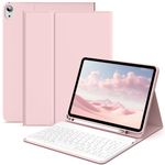 KENKE iPad 10th Generation Keyboard Case with Pencil Holder, Magnetically Bluetooth Wireless Detachable Folio Keyboard Cover for New iPad 10th Gen 10.9 Inch 2022 A2757 /A2777 /A2696 Model, Pink