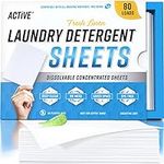 Laundry Detergent Sheets Eco Washing Strips - 80 Loads, Liquidless Fresh Scented Clothes Washer Sheet, Zero Waste Travel Laundry Strip, Dissolvable Space Saving Sheets for HE - Linen Scent
