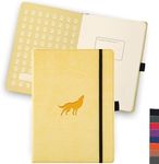 Dingbats* Wildlife Dotted Journal A5 - Vegan Leather Hard Cover, Ideal for Work, Travel - Pocket, Elastic Closure, Bookmark