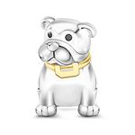 GNOCE Bulldog Charms 925 Sterling Silver Handsome Bulldog Animal Bead Charm fit All Bracelets Necklaces Gifts for Pet Lovers (Bull Dog)