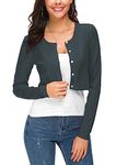 EXCHIC Women's Cropped Bolero Cardigan Button Down O-Neck Knitted Shrug Sweaters (L, Grey)