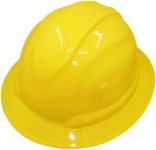 Bullhead Safety Unvented Full Brim Hard Hat with Six-Point Ratchet Suspension, Reversible Construction Hard Hat for Safety with Brow Pad and EZ-Click Adjustment, OSHA/ANSI Compliant, Yellow