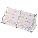 SANRUI Clear Business Card Holder for Desk, Office Acrylic Business Card Display Stand Desktop Organizer Storage Cards Holders，4 Tier 2 Pocket, 200 Card Capacity