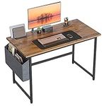 GROSSē Computer Desk 81 cm, Home Office Small Writing Study Desk, Modern Simple Style Laptop Table with Storage Bag, Simple Assembly, Industrial Design, Steel Frame. (Wooden)