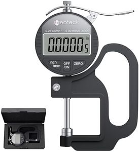 Neoteck Digital Thickness Gauge 1inch/25.4mm,0.00005inch/0.001mm LCD Display with Inch/MM Conversion One-hand Quick Press Thickness Measuring Tool for Measuring Leather Paper Fabric Film etc.-Black