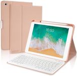 BOBOLEE Keyboard Case for iPad 9.7 inch 6th 2018, 5th Gen. 2017, Air 2 2014 Released, Wireless Detachable Keyboard, Thin Slim Folio Cover Shell with Pen Holder, Auto Sleep Wake, RG