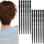 12 Pcs Vintage Wood Hair Sticks Bamboo Shape Hair Chopsticks Japanese Chinese Hairpin Decorative Retro Hair Forks Hanfu Pins Bun Holders for Long Hair Women (Black)