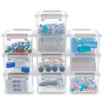 Citylife 10 Packs Small Storage Box Plastic Storage box Stackable plastic Box with Lids for Organizing, Clear White