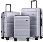 Coolife Luggage Set, Lightweight Durable Hardshell, 3 piece, Silver new