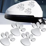 MINGZE 4pcs 3D Chrome Dog Paw Footprint Car Sticker, Auto Emblem Decal Decoration (Silver)