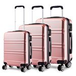 Kono Luggage Sets of 3 Piece Lightweight 4 Spinner Wheels Hard Shell Trolley Case 20"/24"/28" (Nude Set)