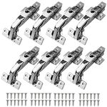 Kamtop 8 Pack Kitchen Cabinet Hinges, 165 Degree Full Overlay Quiet Soft Close Cupboard Hinges Kit, 35mm Hydraulic Wardrobe Units Door Hinges Concealed Dampers for Furniture Repair with Screws