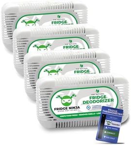 Fridge Ninja Fridge Deodorizer (4 Pack) - More Effective Than Baking Soda - Natural and Unscented Activated Charcoal Refrigerator Deodorizer and Odor Eliminator for Freezers, Coolers, and Lunch Boxes