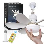 Socket Ceiling Fan with Light,20.5in Screw Ceiling Fans with Lights,E27/E26 Base Small Ceiling Fan with Remote,LED Mini Ceiling Fans for Bedroom/Garage/Kitchen