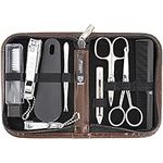 3 Swords Germany - brand quality 10 piece manicure pedicure grooming kit set for professional finger & toe nail care scissors clipper fashion leather case in gift box, Made by 3 Swords (003164)