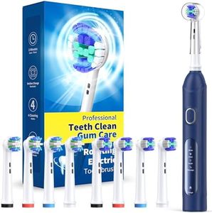 Spazzolino elettrico rotante per adulti con 8 testine (2 tipi) di potenza ricaricabile e 2 minuti di tempo intelligente, 4 modalità (Blunavy)