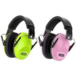 Ear Muffs for Noise Reduction: Dr.meter EM100 27 NRR Noise Cancelling Headphones for Kids with Adjustable Headband - Kids Ear Protection for Shooting Mowing and Sleeping - 2 Packs (green+pink)