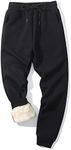 Gihuo Men's Winter Warm Fleece Pants Sherpa Fleece Lined Jogger Pants Sweatpant Athletic Running Ribbed Cuff Pants (02 Black01, Medium)