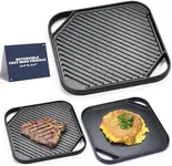 Mountain Grillers Reversible Cast Iron Griddle - Flat Top Griddle Pan and Grooved Grill-Pan Style - for Gas Stovetop, Oven, and Open Fire, Black