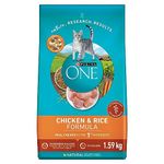 Purina ONE Dry Cat Food, Chicken & Rice Formula - 1.59 kg Bag